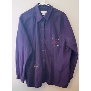 Women's Plus - Preowned Long Sleeve Purple Embroidered Top -CJ Banks - Size 3X